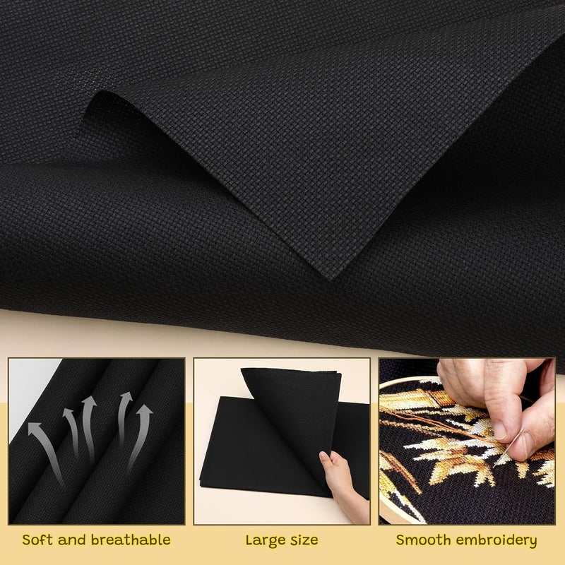 Dercuy Cross Stitch Fabric, 14 Count Embroidery Fabrics, 59 * 39 Inch Black Cross Stitch Cloth for Home DIY Embroidery Decoration - Image 5